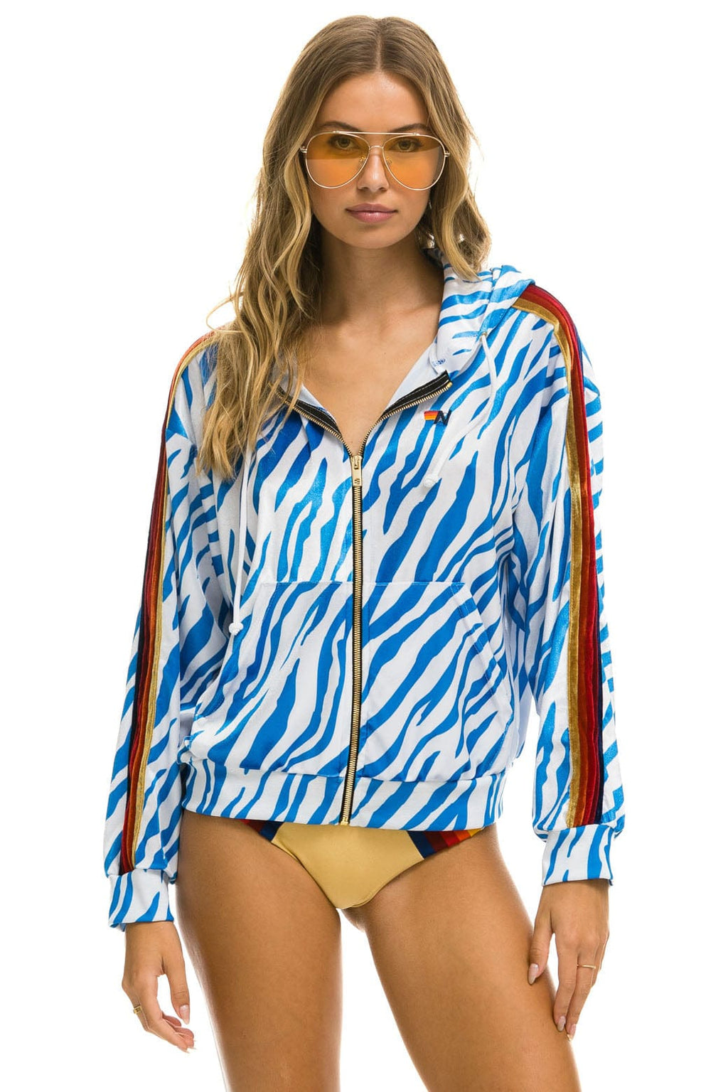 Classic CLASSIC VELVET RELAXED ZIP HOODIE - BLUE TIGER