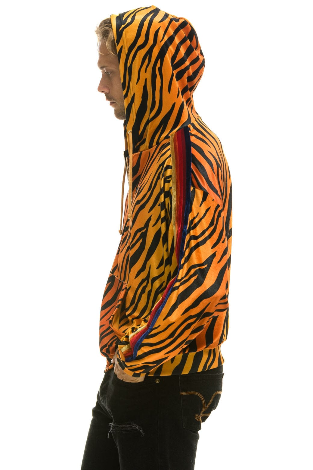 Classic CLASSIC VELVET RELAXED ZIP HOODIE - TIGER