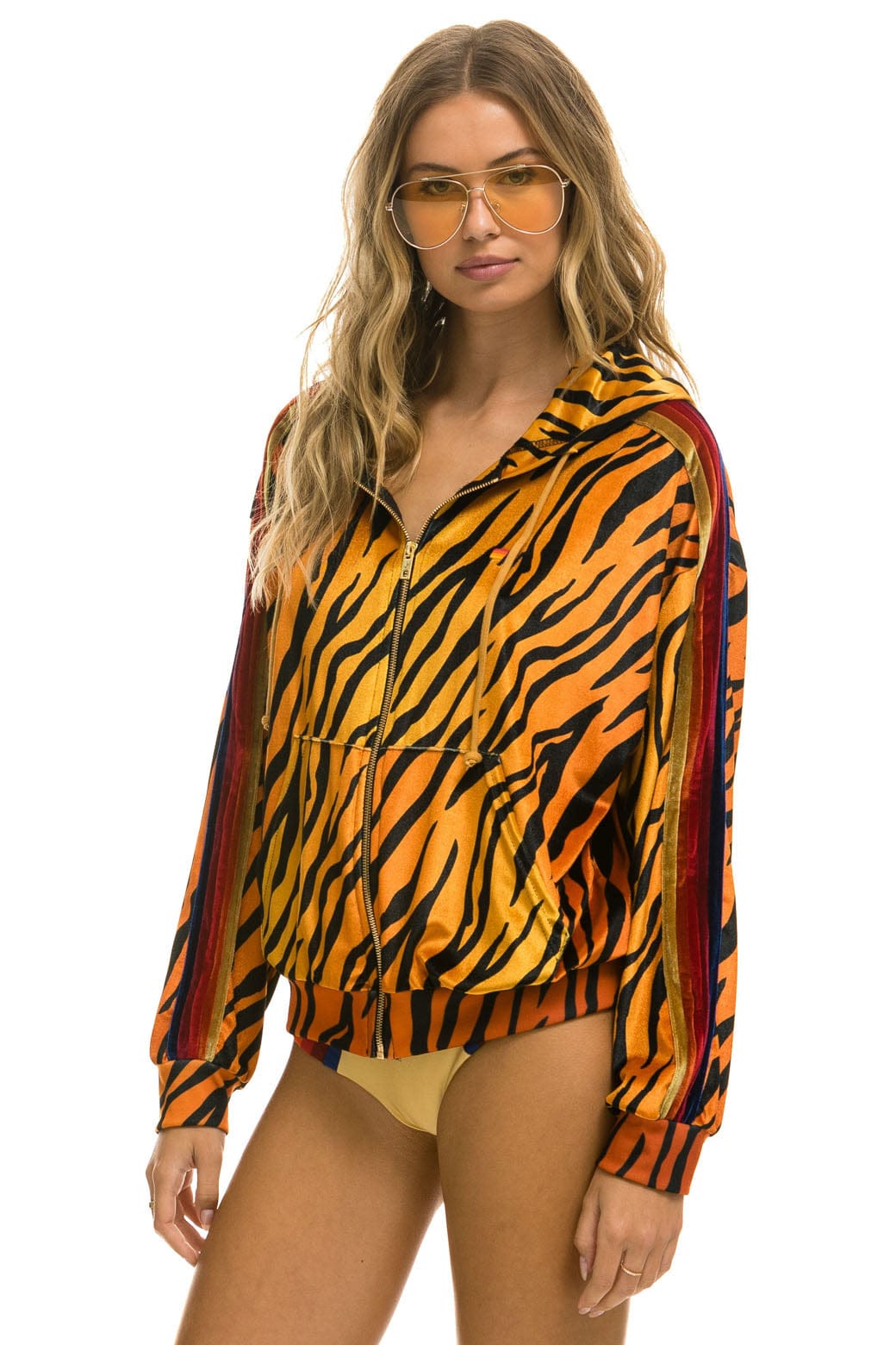 Classic CLASSIC VELVET RELAXED ZIP HOODIE - TIGER