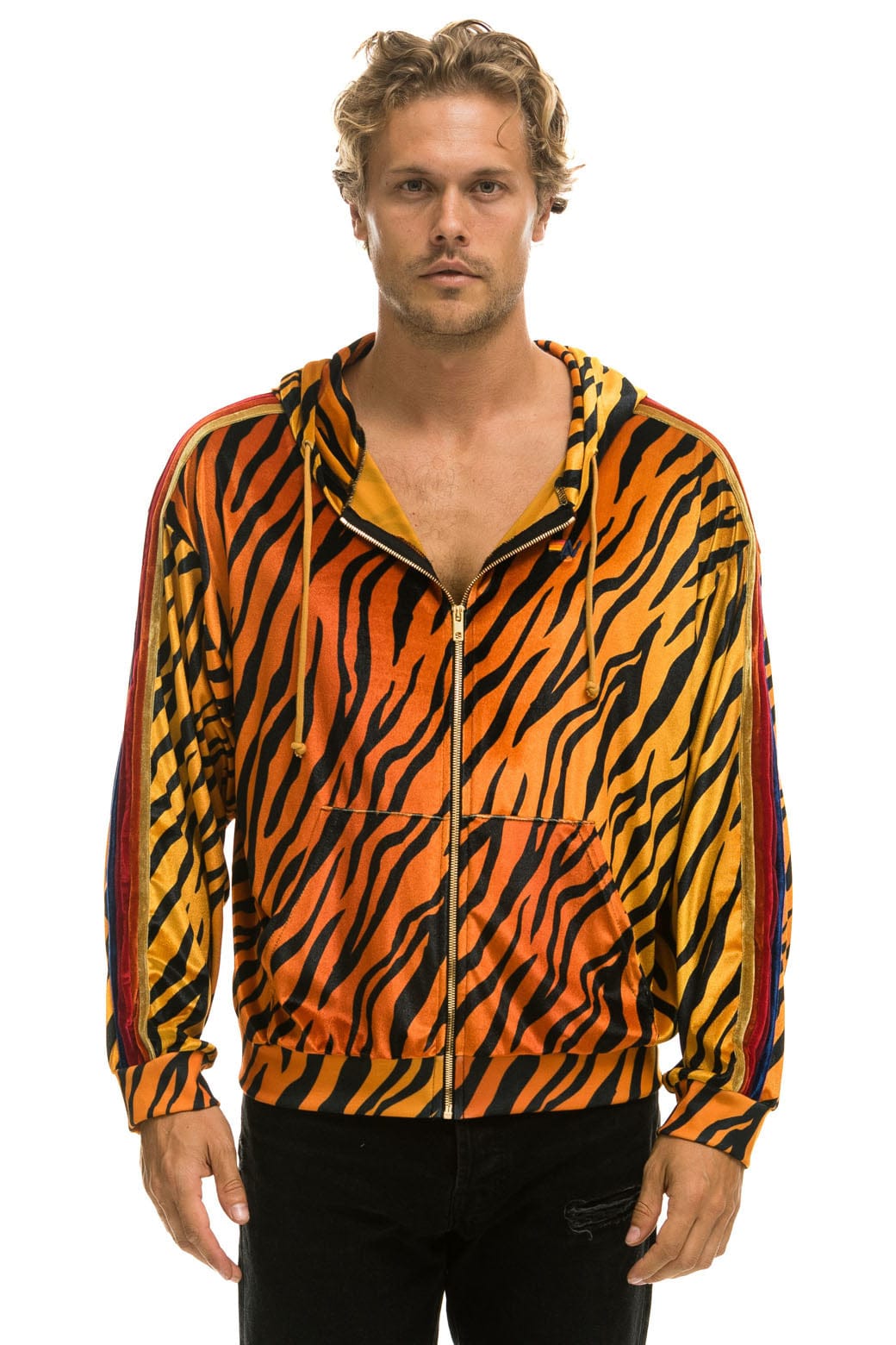 Classic CLASSIC VELVET RELAXED ZIP HOODIE - TIGER