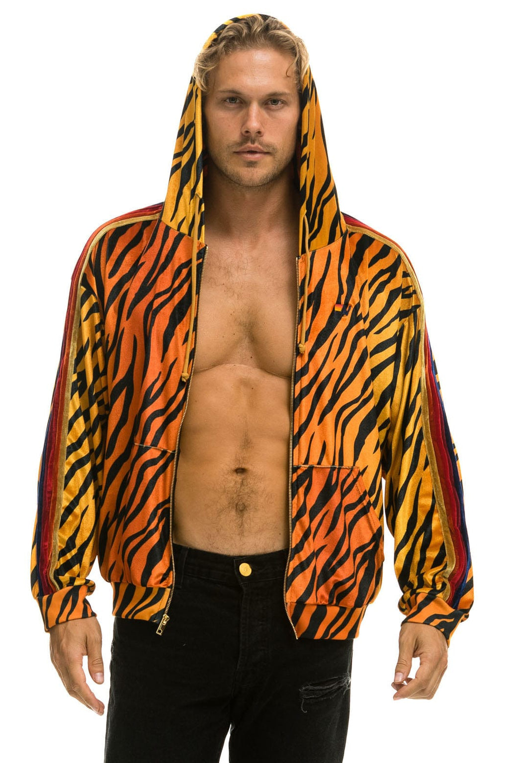 Classic CLASSIC VELVET RELAXED ZIP HOODIE - TIGER
