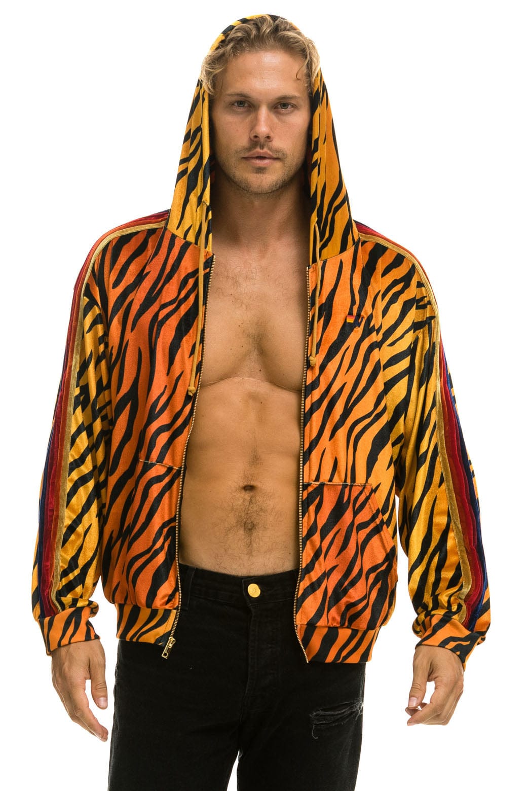 Classic CLASSIC VELVET RELAXED ZIP HOODIE - TIGER