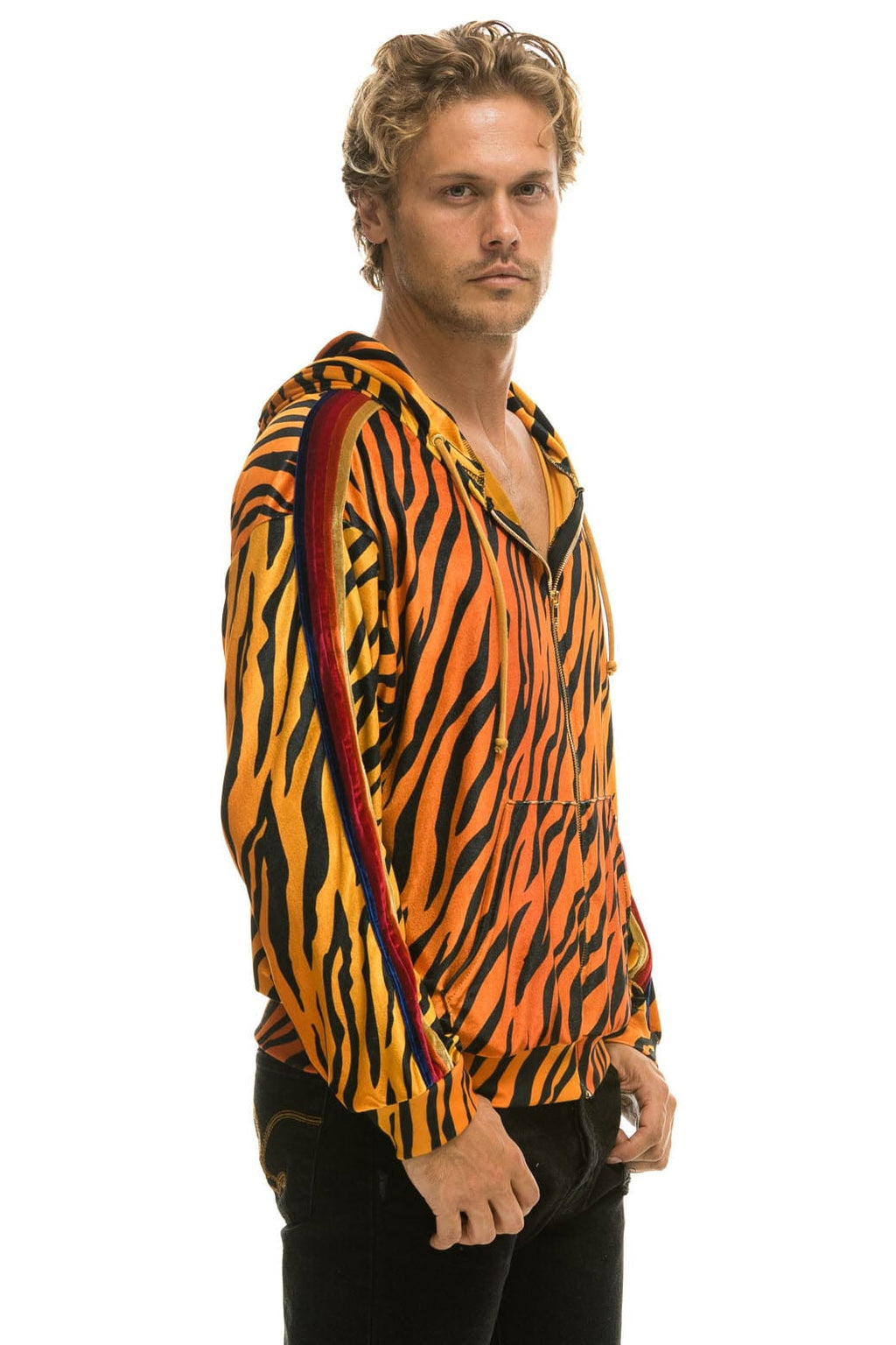 Classic CLASSIC VELVET RELAXED ZIP HOODIE - TIGER