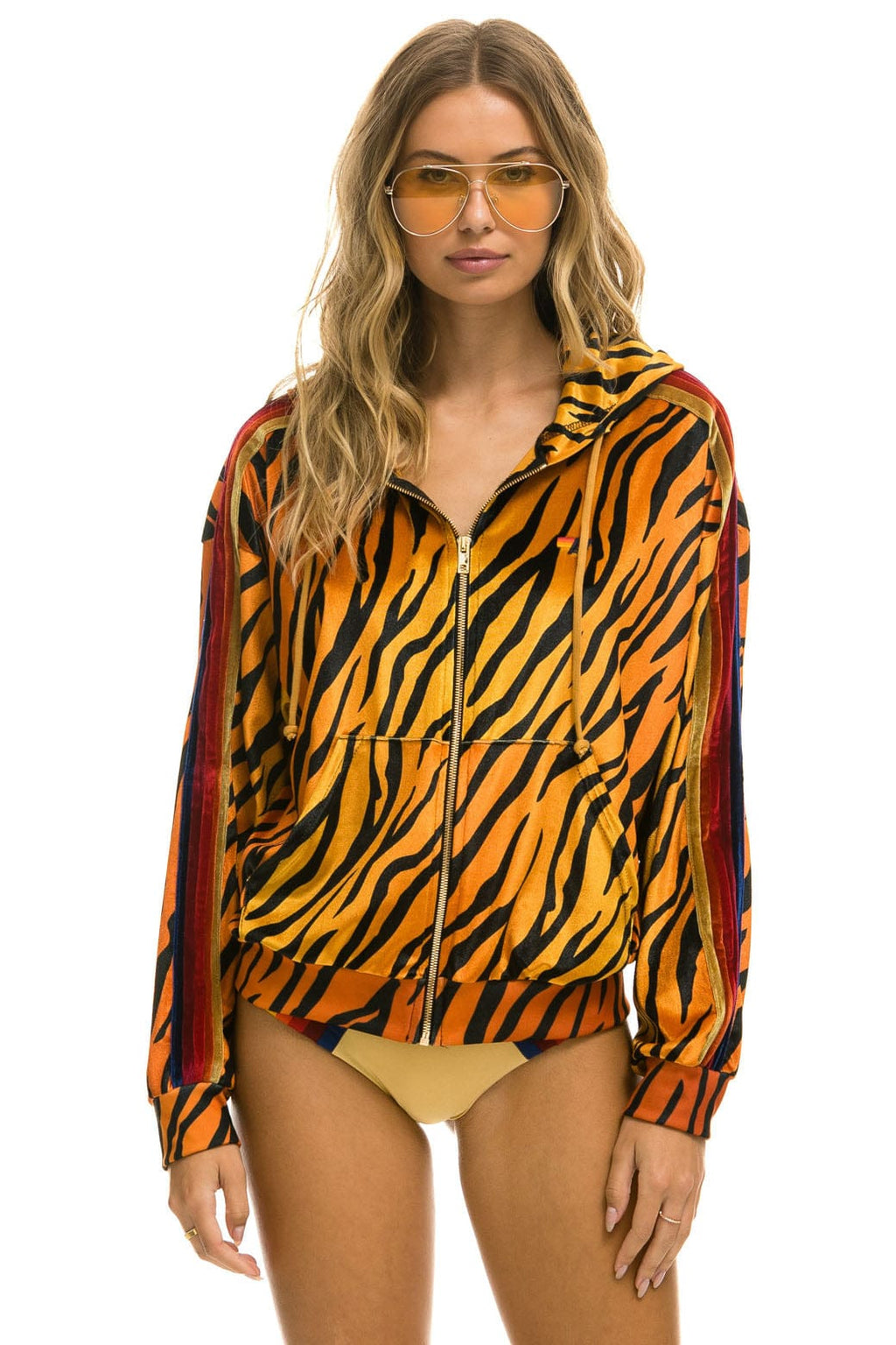 Classic CLASSIC VELVET RELAXED ZIP HOODIE - TIGER