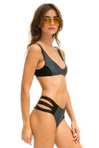 Classic COLOR BLOCK BRALETTE BIKINI TOP - TITANIUM BLACK