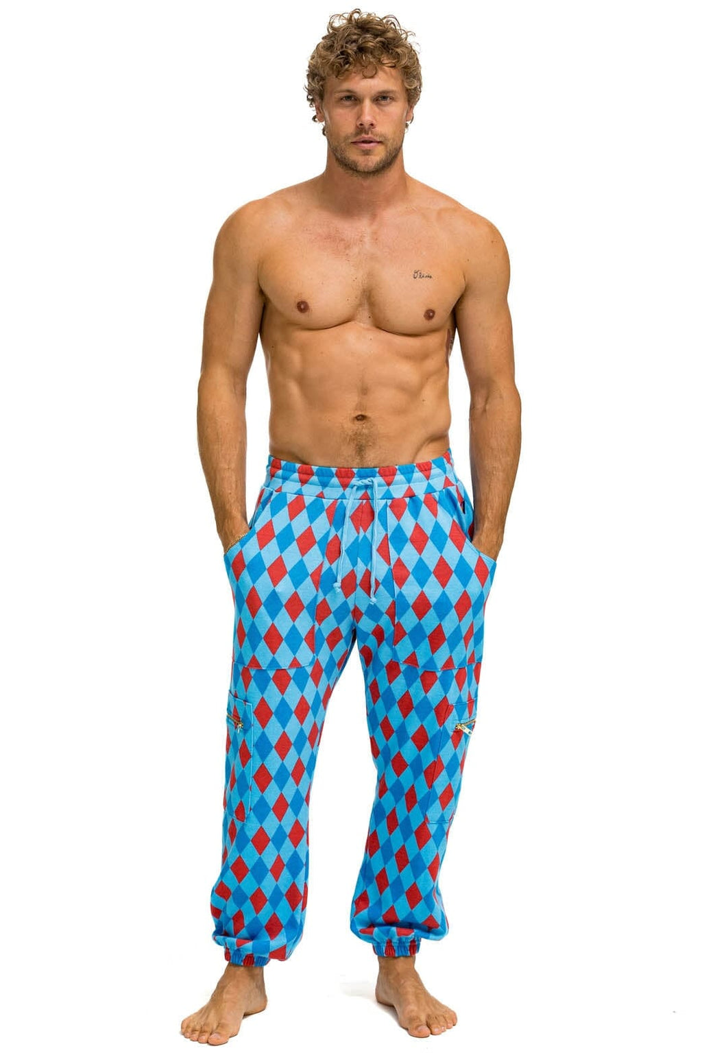 Classic DIAMOND REPEAT SMILEY 2 EMBROIDERY SWEATPANTS - SKY