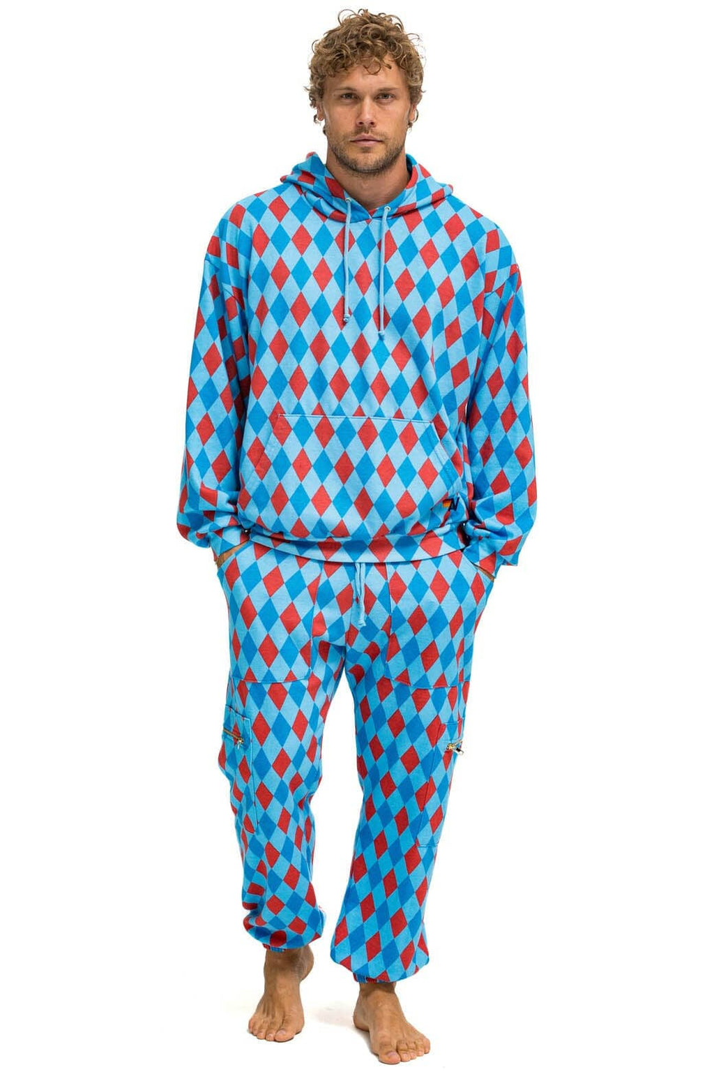 Classic DIAMOND REPEAT SMILEY 2 EMBROIDERY SWEATPANTS - SKY