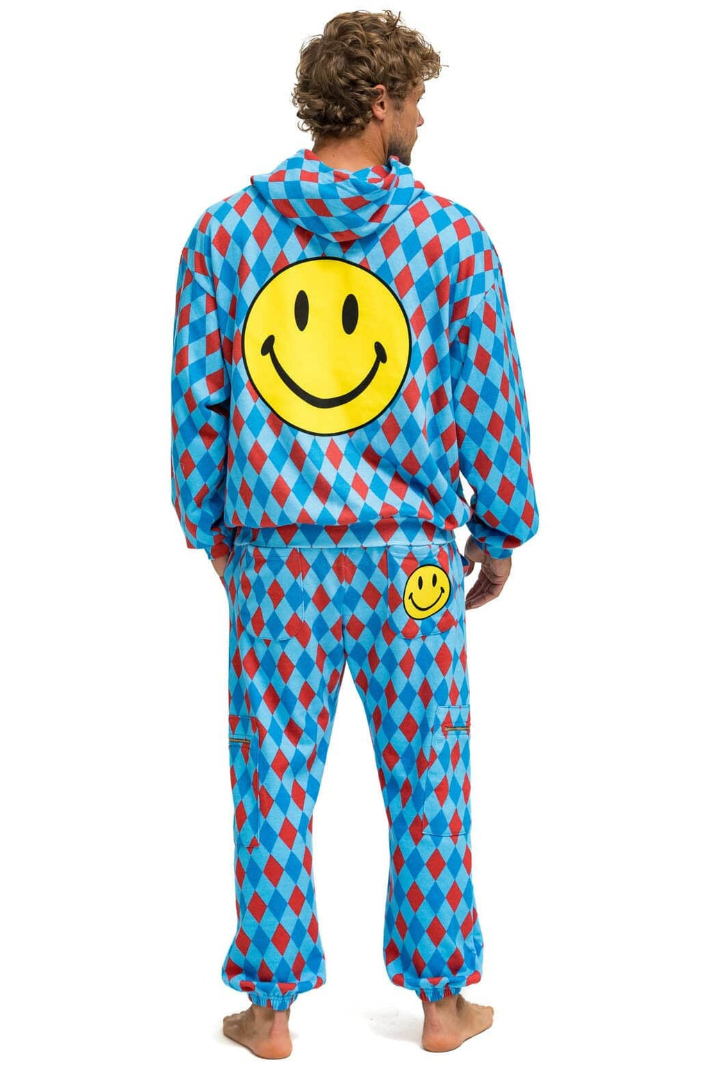 Classic DIAMOND REPEAT SMILEY 2 EMBROIDERY SWEATPANTS - SKY