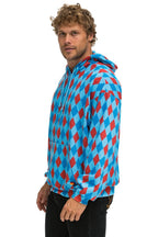 Classic DIAMOND REPEAT SMILEY RELAXED PULLOVER HOODIE - SKY