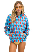 Classic DIAMOND REPEAT SMILEY RELAXED PULLOVER HOODIE - SKY