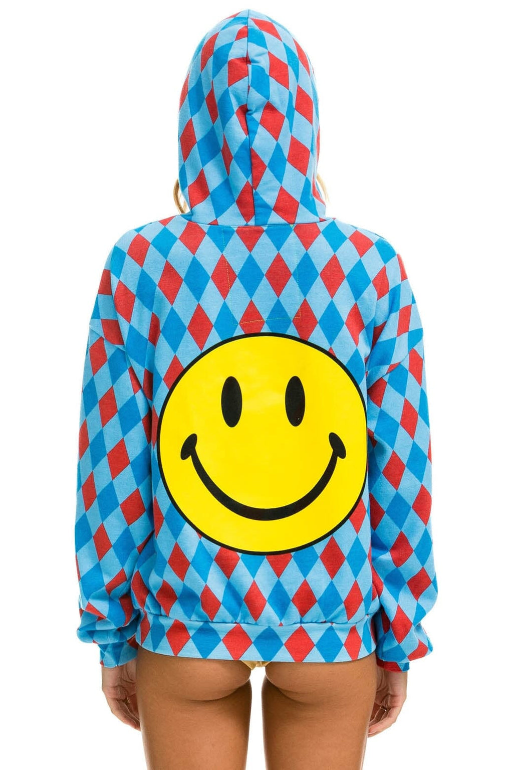 Classic DIAMOND REPEAT SMILEY RELAXED PULLOVER HOODIE - SKY