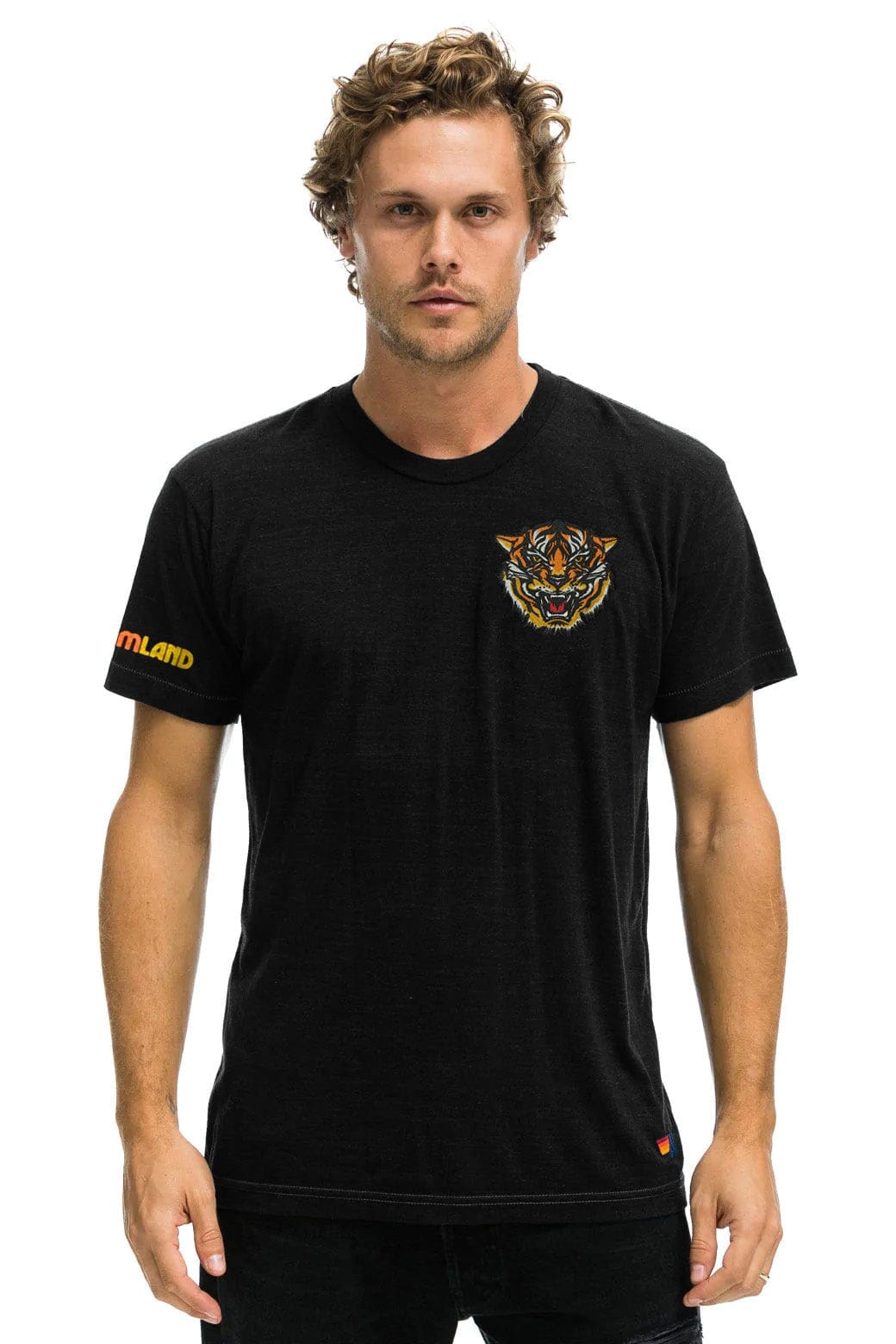 Classic DREAMLAND TIGER SMALL PRINT CREW TEE - BLACK