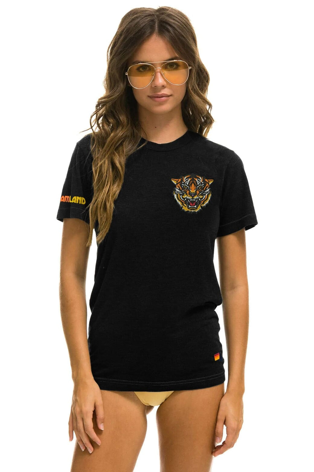 Classic DREAMLAND TIGER SMALL PRINT CREW TEE - BLACK