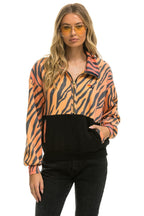 Classic FLEECE UNISEX HALF ZIP COLOR BLOCK JACKET - TIGER