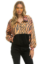 Classic FLEECE UNISEX HALF ZIP COLOR BLOCK JACKET - TIGER