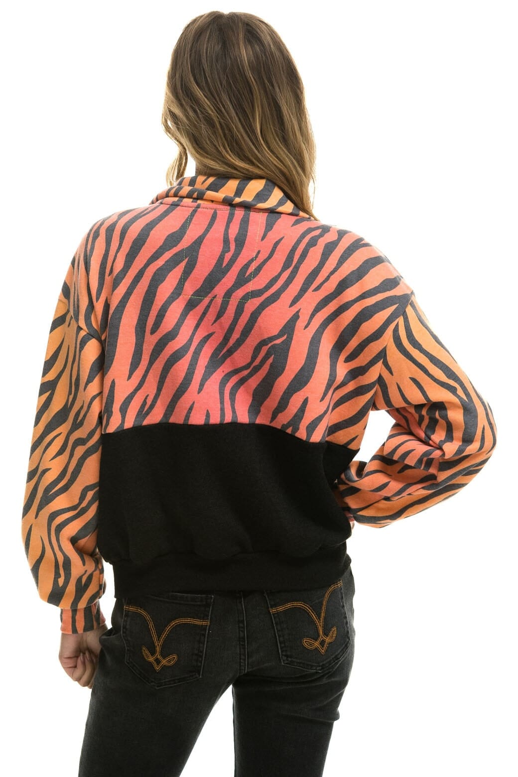Classic FLEECE UNISEX HALF ZIP COLOR BLOCK JACKET - TIGER