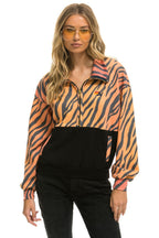 Classic FLEECE UNISEX HALF ZIP COLOR BLOCK JACKET - TIGER