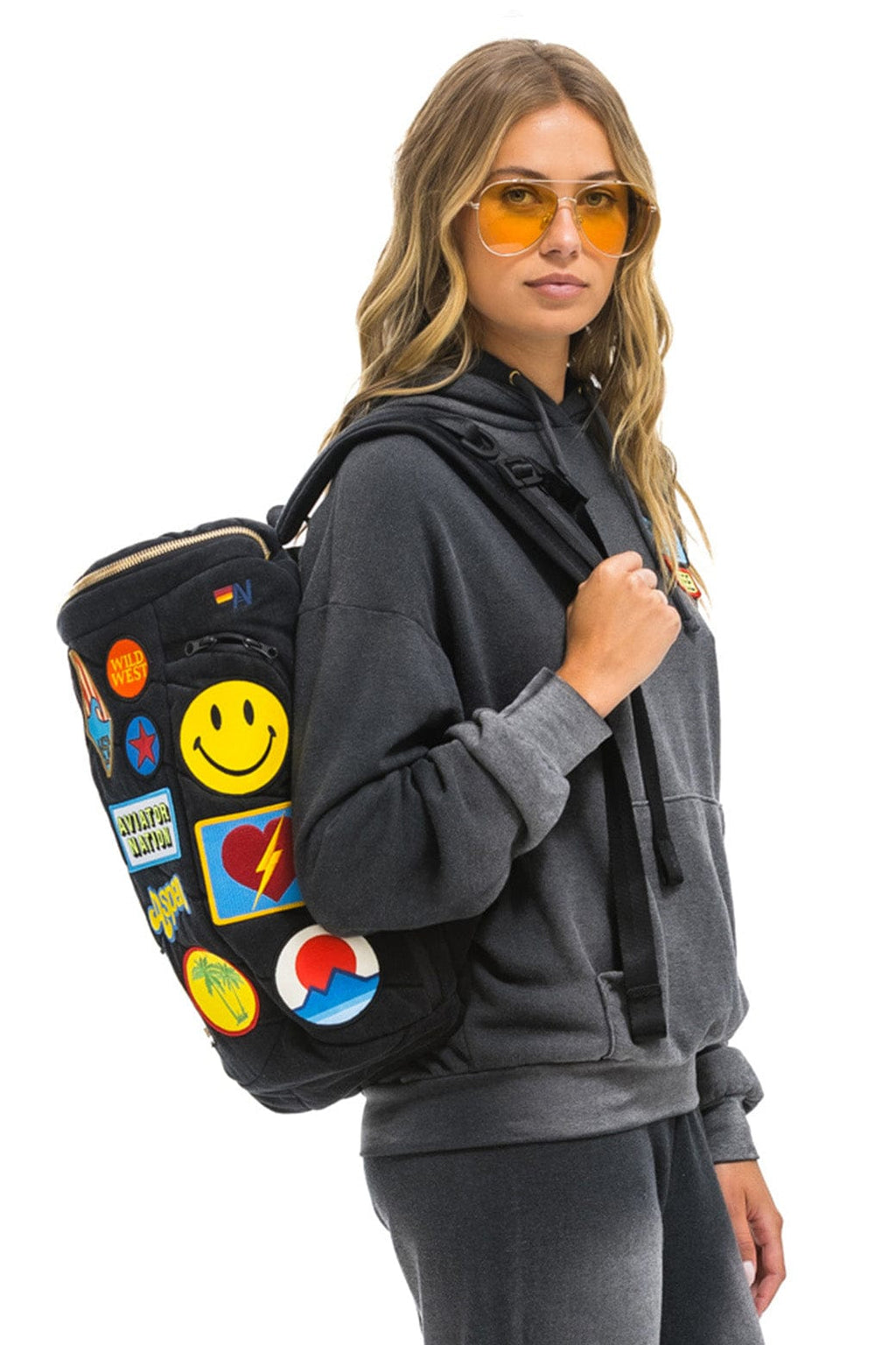 Classic VINTAGE PATCH DENIM PUFFER BACKPACK - VINTAGE BLACK