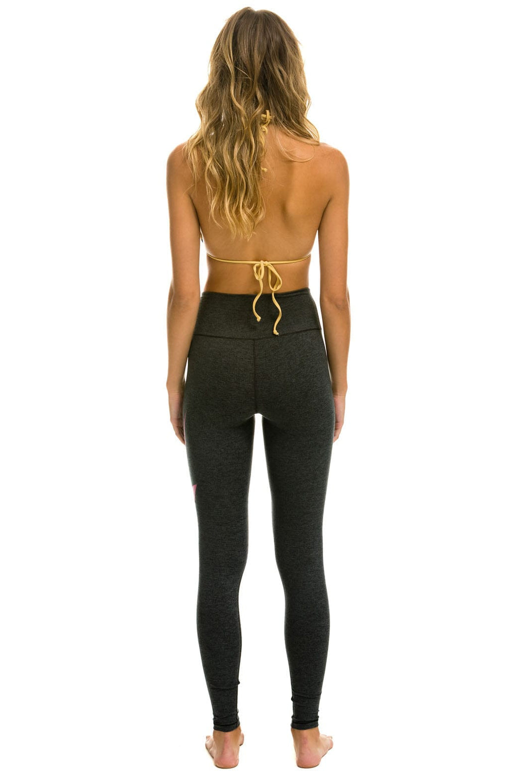 Classic FULL LENGTH HI-RISE BOLT LEGGINGS - CHARCOAL NEON PINK