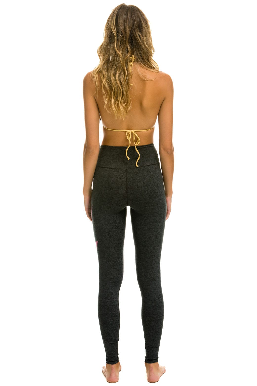 Classic FULL LENGTH HI-RISE BOLT LEGGINGS - CHARCOAL NEON PINK