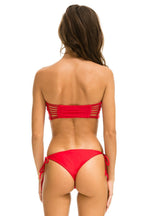 Classic GATHERED BANDEAU BIKINI TOP - RED