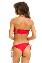 Classic GATHERED BANDEAU BIKINI TOP - RED