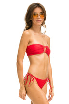 Classic GATHERED BANDEAU BIKINI TOP - RED