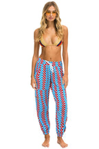 Classic GEO ZIG BOLT EMBROIDERY CARGO SWEATPANTS - BLUE RED