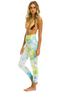 Classic HAND DYED CROPPED HI-RISE LEGGINGS - TIE DYE NEON YELLOW