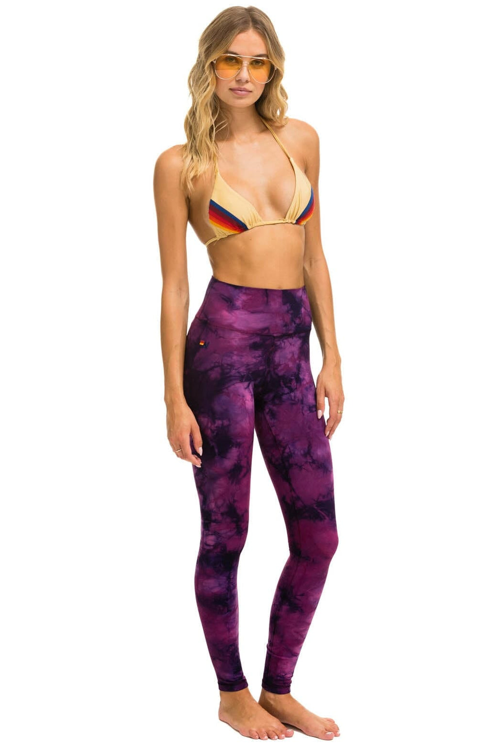 Classic HAND DYED FULL LENGTH HI-RISE LEGGINGS - TIE DYE CRYSTAL ROSE