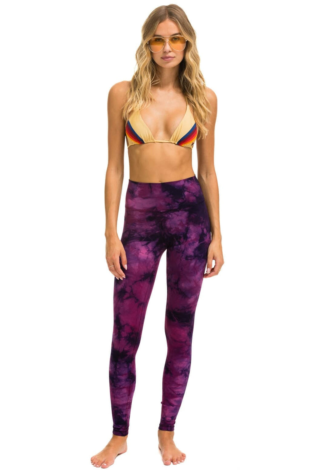 Classic HAND DYED FULL LENGTH HI-RISE LEGGINGS - TIE DYE CRYSTAL ROSE