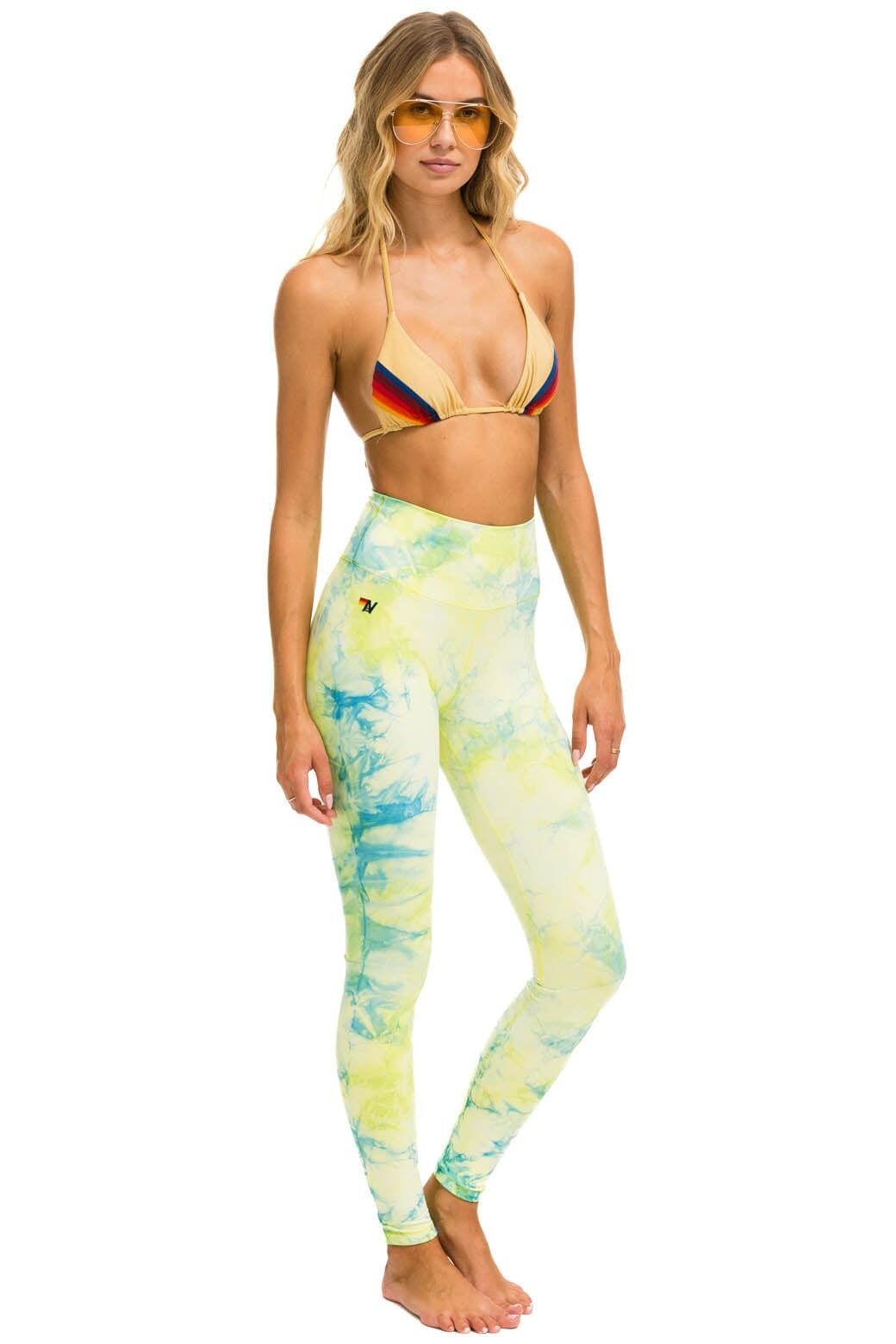Classic HAND DYED FULL LENGTH HI-RISE LEGGINGS - TIE DYE NEON YELLOW