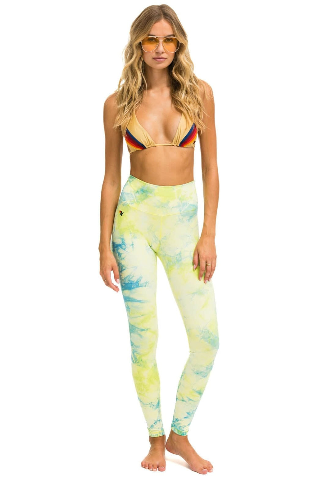 Classic HAND DYED FULL LENGTH HI-RISE LEGGINGS - TIE DYE NEON YELLOW