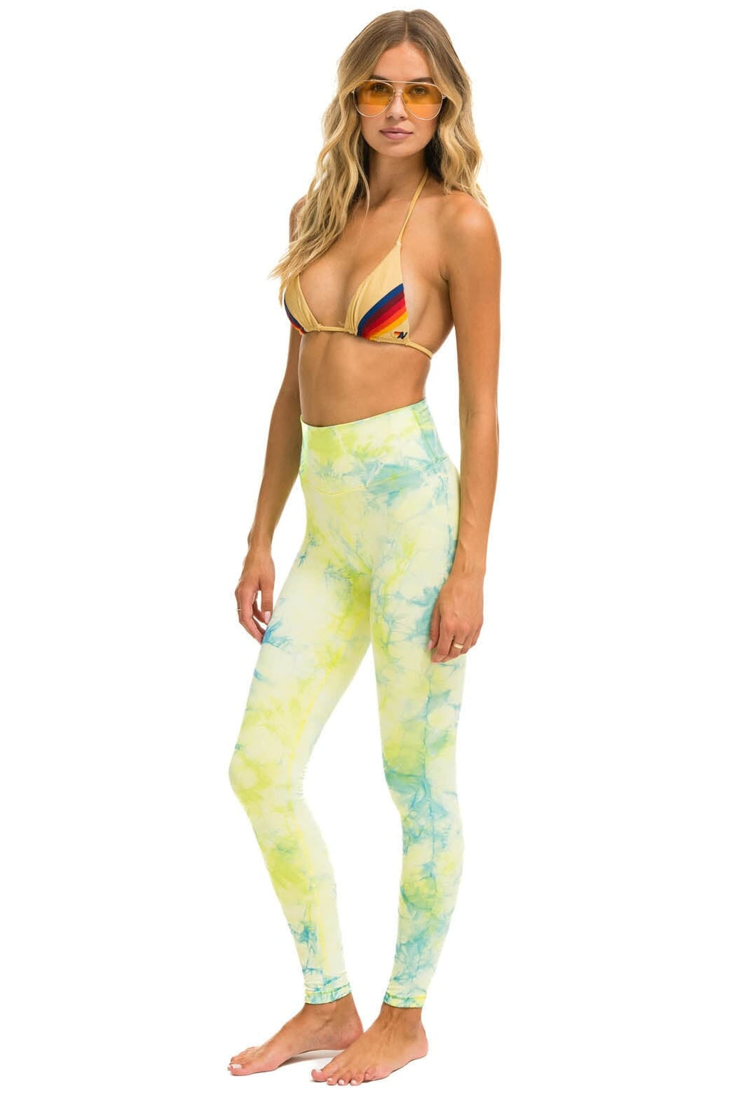 Classic HAND DYED FULL LENGTH HI-RISE LEGGINGS - TIE DYE NEON YELLOW