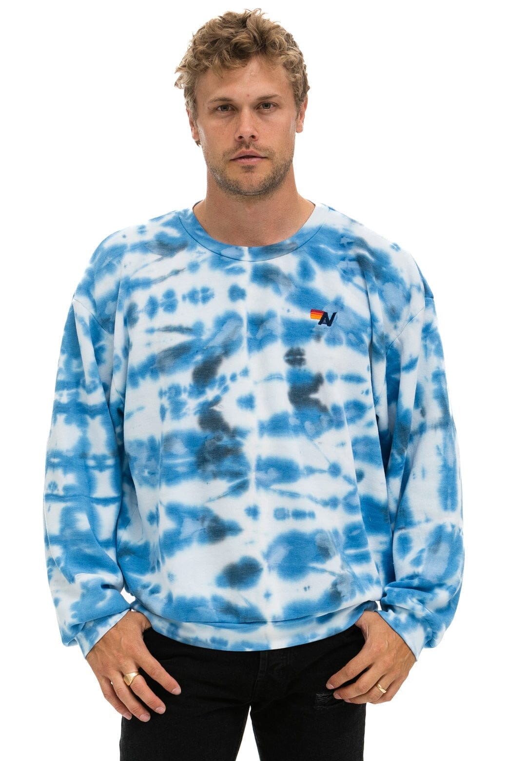 Classic HAND DYED RELAXED CREW SWEATSHIRT - TIE DYE BLUE