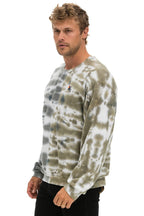 Classic HAND DYED RELAXED CREW SWEATSHIRT - TIE DYE GREY OLIVE
