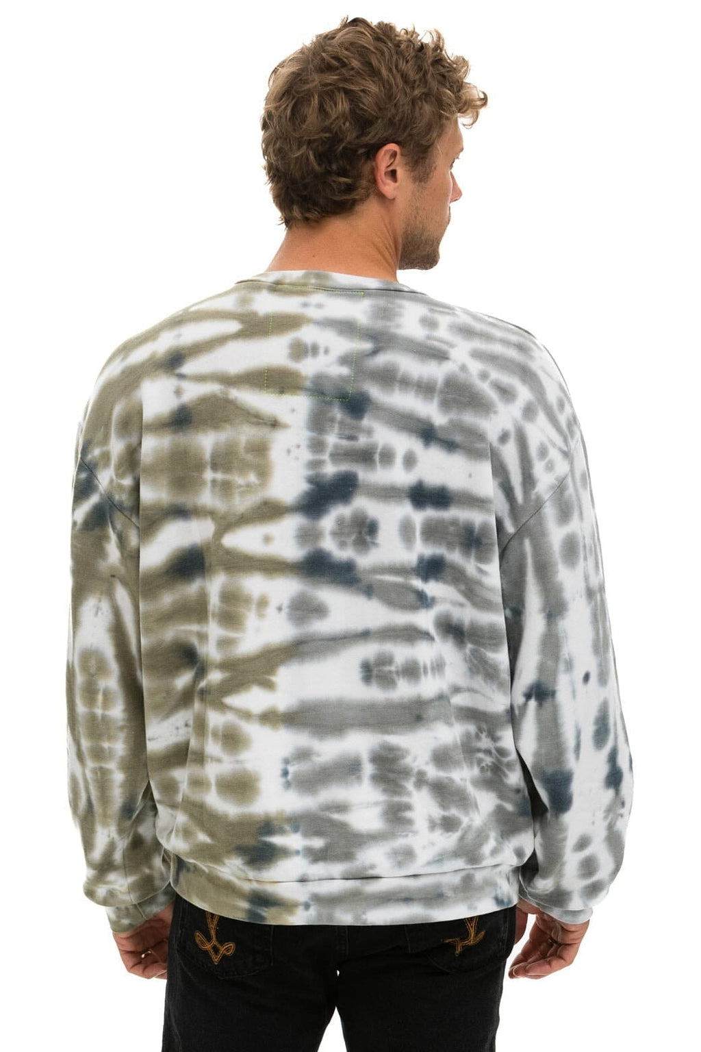 Classic HAND DYED RELAXED CREW SWEATSHIRT - TIE DYE GREY OLIVE