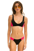 Classic HI-CUT COLOR BLOCK CHEEKY BIKINI BOTTOMS - BLACK RED