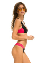 Classic HI-CUT COLOR BLOCK CHEEKY BIKINI BOTTOMS - BLACK RED
