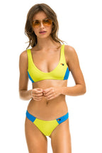 Classic HI-CUT COLOR BLOCK CHEEKY BIKINI BOTTOMS - LED BLUE CINA