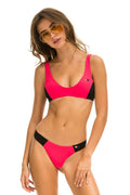 Classic HI-CUT COLOR BLOCK CHEEKY BIKINI BOTTOMS - RED BLACK