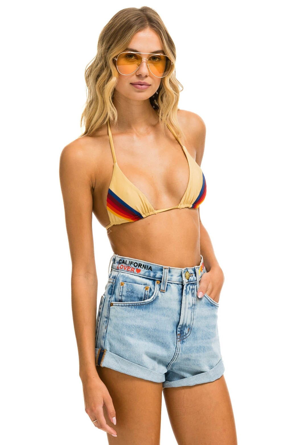 Classic HI RISE ROCKER CALI LOVER HEART JEAN SHORTS - SUPER LIGHT