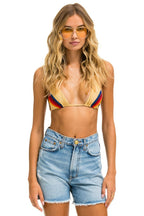 Classic HI RISE SKATER CUTOFF RAINBOW BACK POCKET - SUPER LIGHT