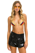 Classic HIGH RISE 5 STRIPE NYLON JOGGER SHORT - BLACK