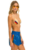 Classic HIGH RISE 5 STRIPE NYLON JOGGER SHORT - SNORKEL BLUE