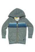 Classic KIDS 5 STRIPE HOODIE - HEATHER GREY BLUE STRIPES