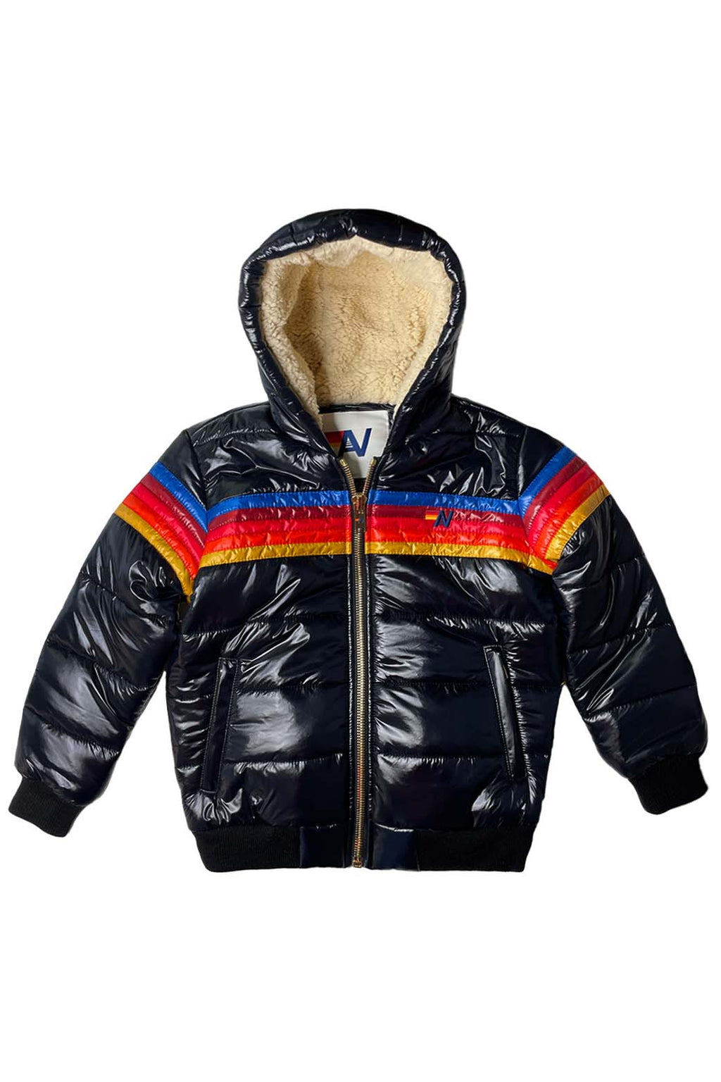 Classic KIDS 5 STRIPE TREKKER JACKET - GLOSSY BLACK
