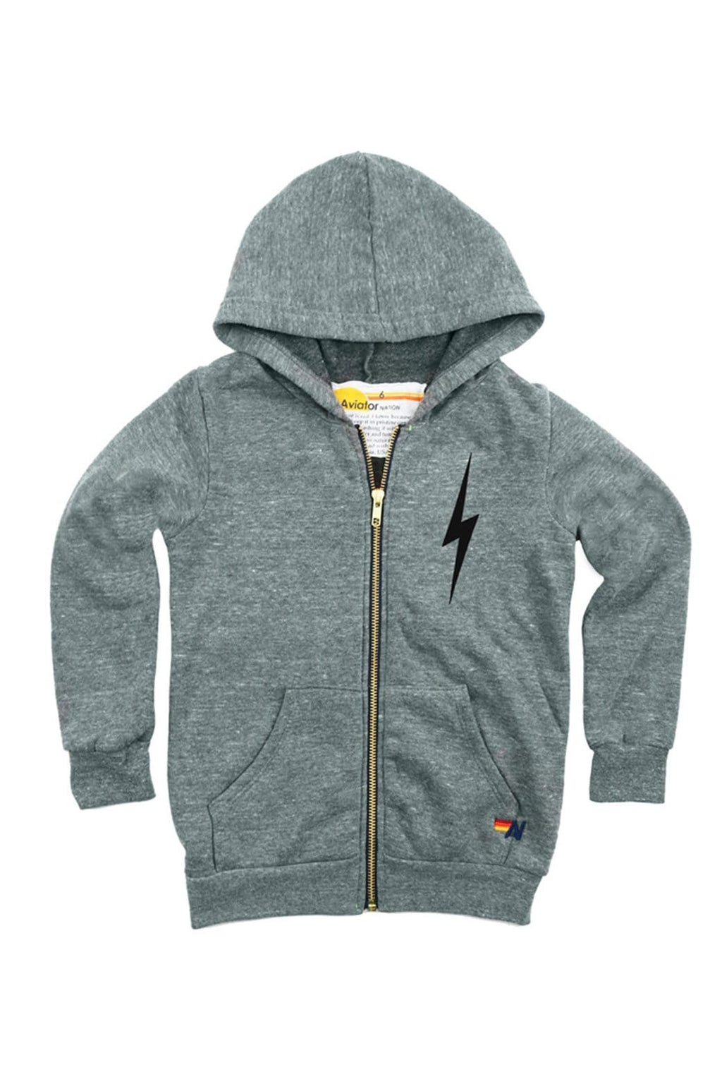 Classic KIDS BOLT PRINT ZIP HOODIE - HEATHER GREY