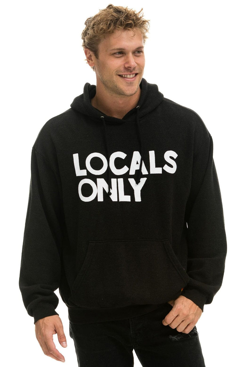 Classic LOCALS ONLY RELAXED PULLOVER HOODIE - BLACK