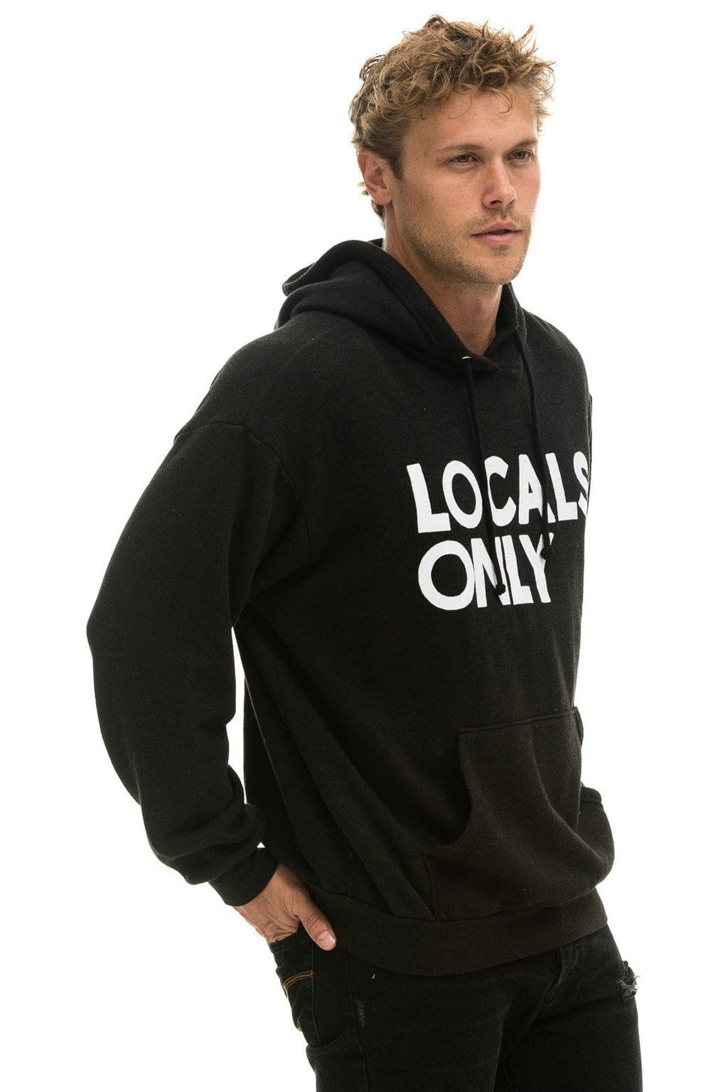Classic LOCALS ONLY RELAXED PULLOVER HOODIE - BLACK